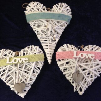 Deko Herzen, Holz weiss Love