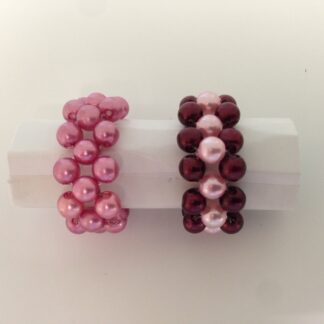 Fingerringe rosa/bordeauxrot und pink aus Glaswachsperlen 4 mm