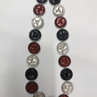 Nespresso Halskette, dunkelrot, schwarz und silber