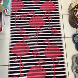 Flamingo, schwarz / weiss gestreift Badetuch, 90 x 170 cm